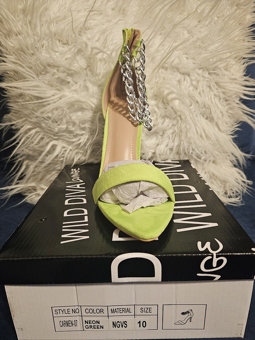 Wild Diva High Heel Sandals with Dbl Chain Ankle Strap Sz 10 - Picture 3 of 5